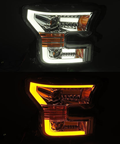 15-17 Ford F150 PRO-Series Halogen Projector Headlights Chrome - view 4