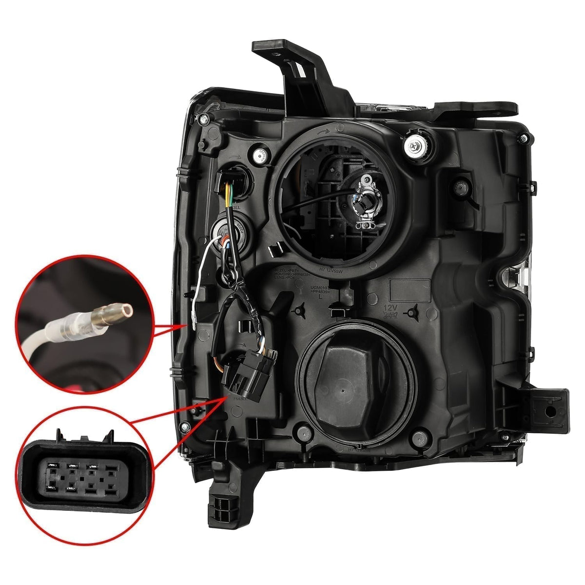 15-19 Chevrolet Silverado 2500HD/3500HD PRO-Series Halogen Projector Headlights Black - view 9