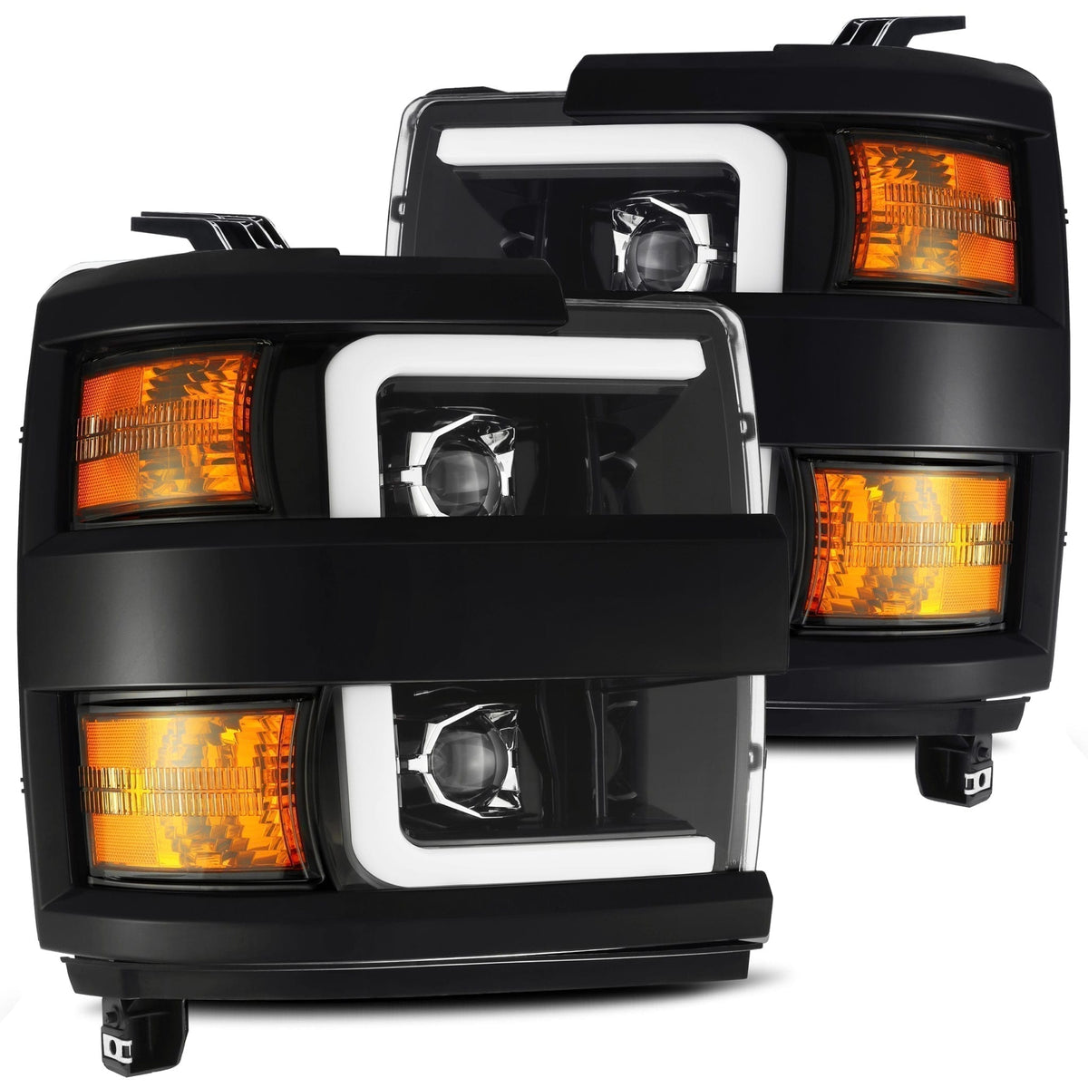 15-19 Chevrolet Silverado 2500HD/3500HD PRO-Series Halogen Projector Headlights Jet Black - view 1