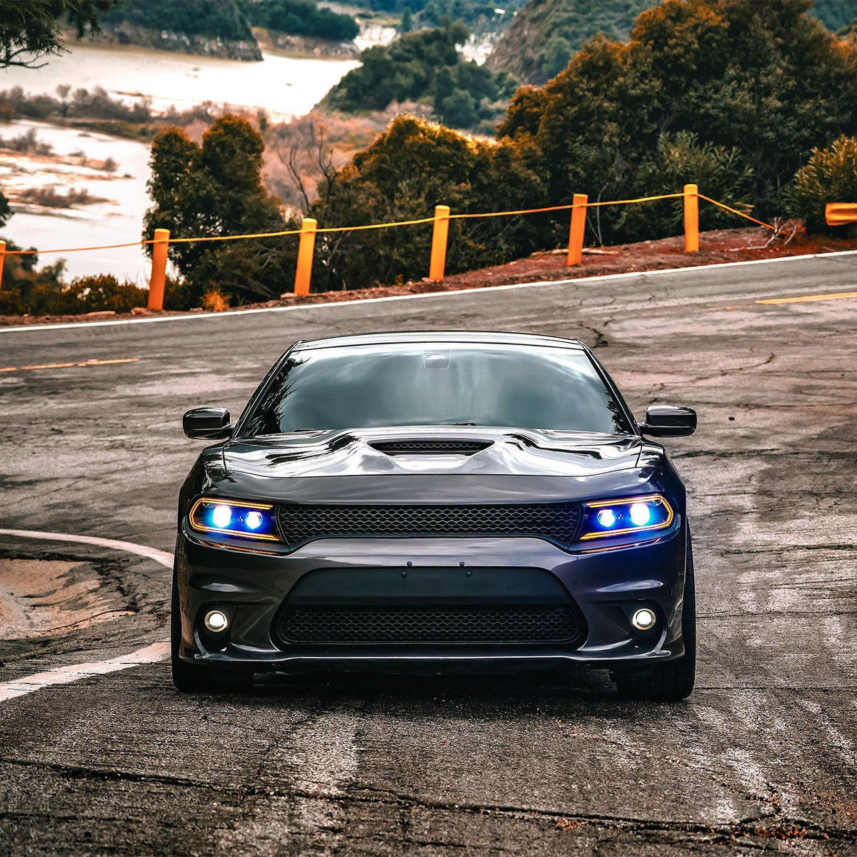 15-23 Dodge Charger LUXX-Series LED Projector Headlights Black - view 9