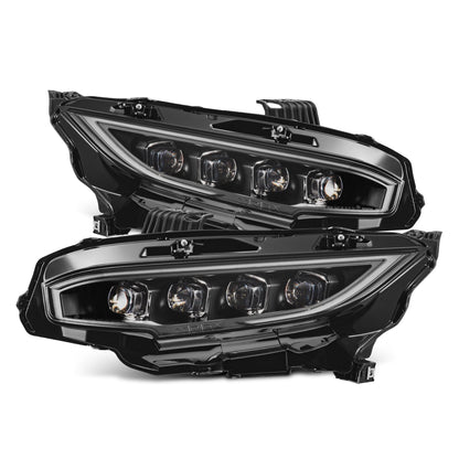 16-21 Honda Civic NOVA-Series LED Projector Headlights Black - view 1