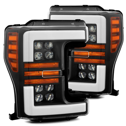 17-19 Ford Super Duty NOVA-Series LED Projector Headlights Black - view 1