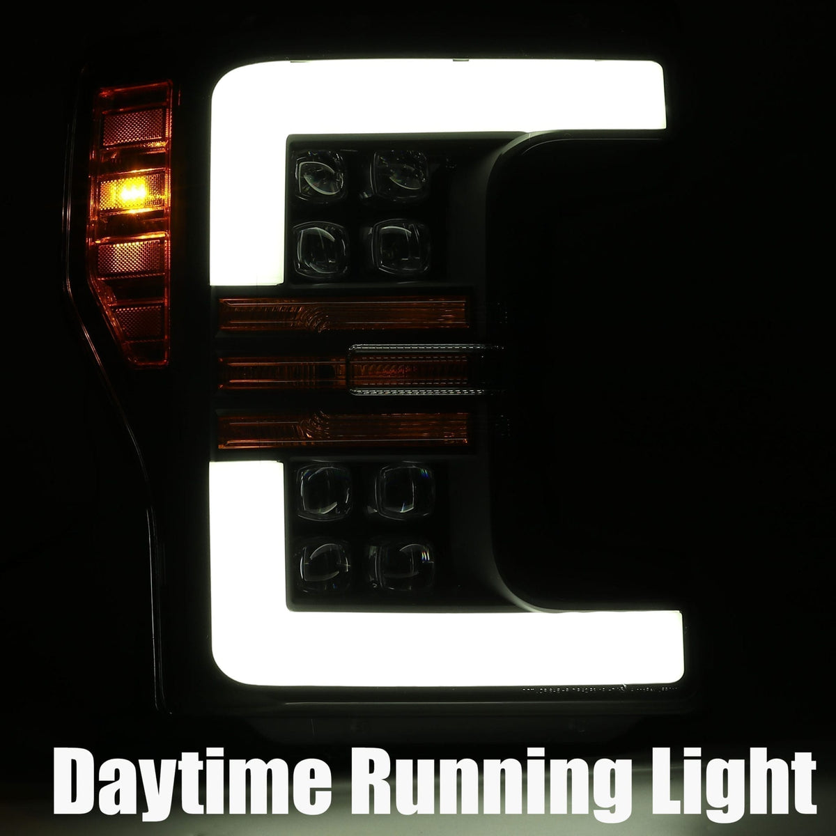 17-19 Ford Super Duty NOVA-Series LED Projector Headlights Jet Black - view 4