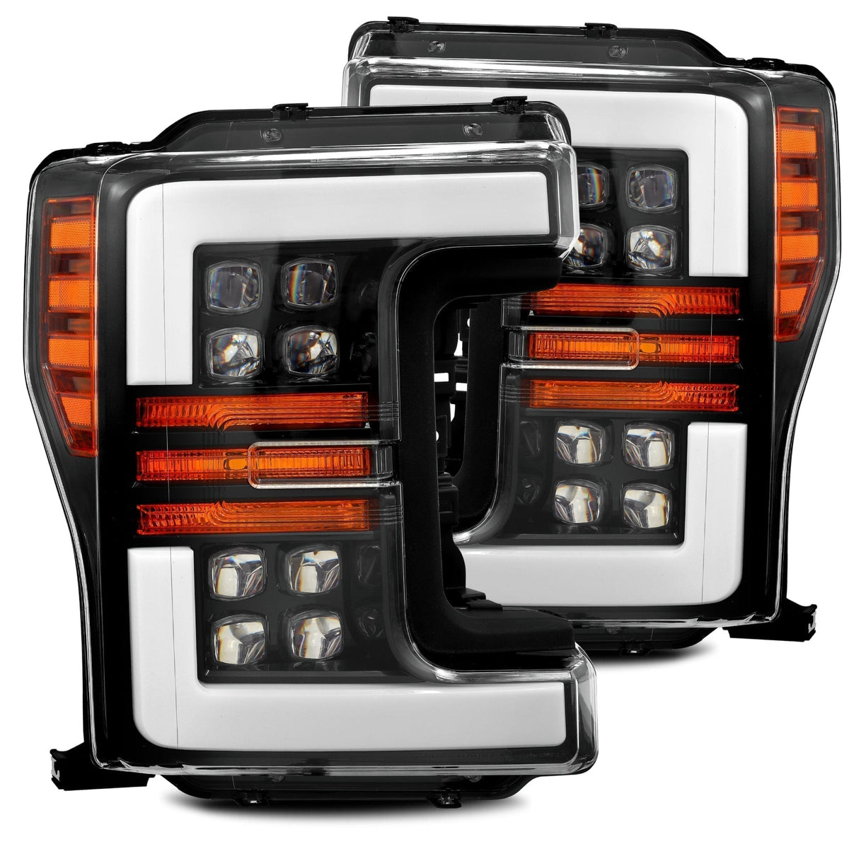 17-19 Ford Super Duty NOVA-Series LED Projector Headlights Jet Black - view 1
