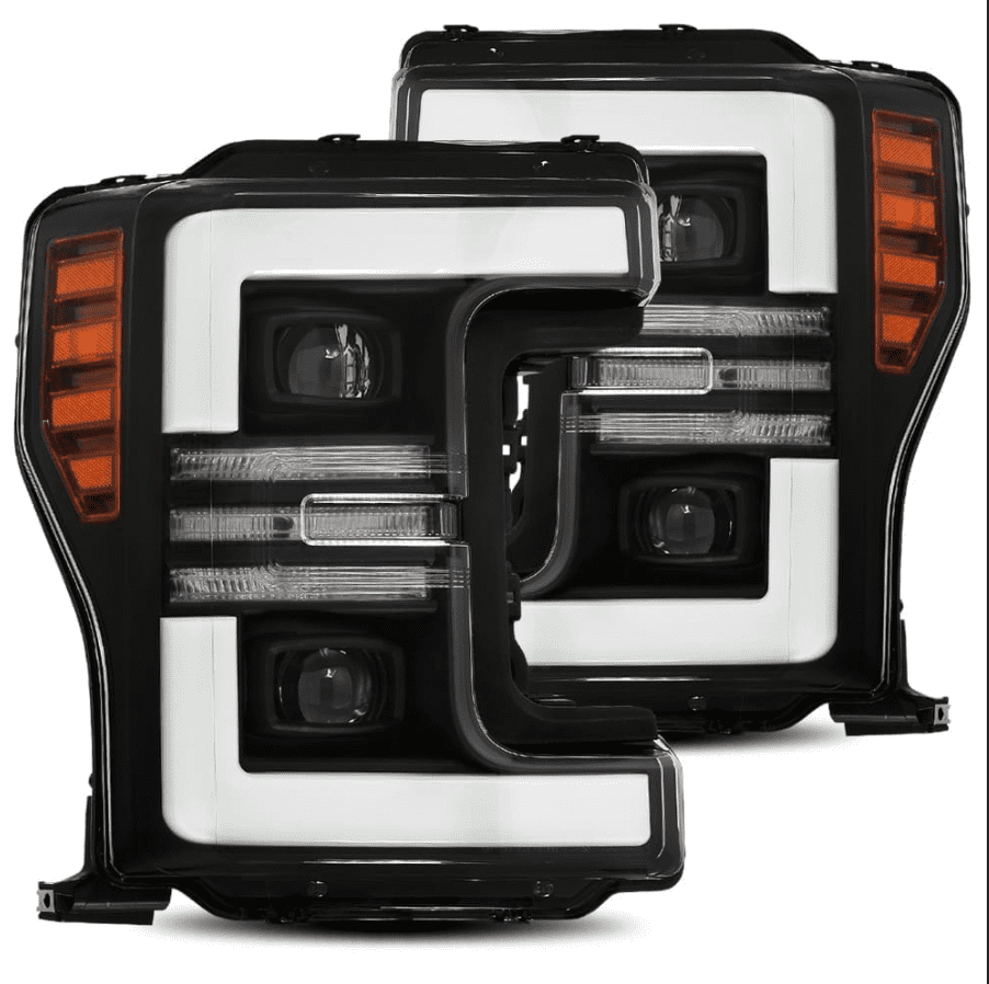 17-19 Ford Super Duty PRO-Series Halogen Projector Headlights Black - view 1