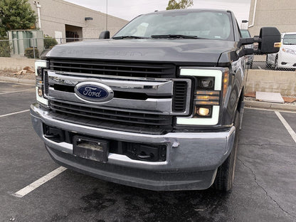 17-19 Ford Super Duty PRO-Series Halogen Projector Headlights Jet Black - view 5
