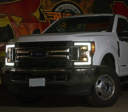17-19 Ford Super Duty PRO-Series Halogen Projector Headlights Jet Black - view 7