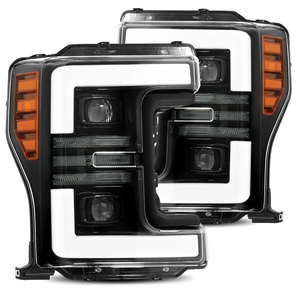 17-19 Ford Super Duty PRO-Series Halogen Projector Headlights Jet Black - view 1