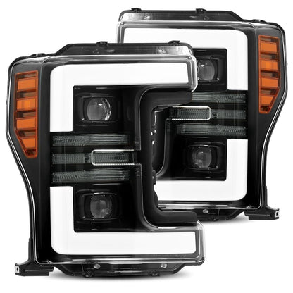 17-19 Ford Super Duty PRO-Series Halogen Projector Headlights Jet Black - view 1