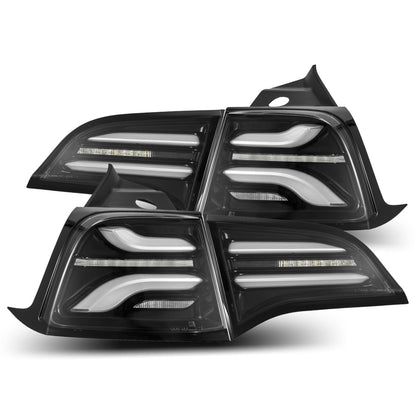 17-23 Tesla Model 3 / 20-24 Model Y (Without Stock Amber Turn Signal) PRO-Series LED Tail Lights Jet Black - view 1
