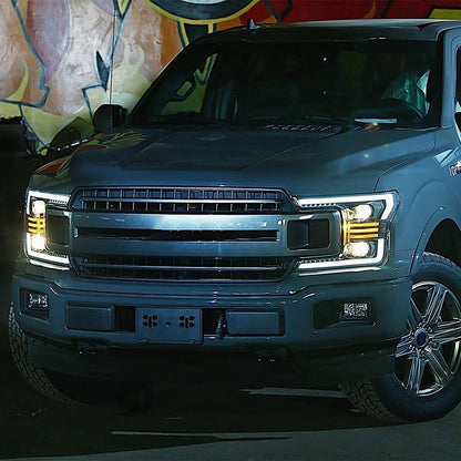 18-20 Ford F150 LUXX-Series LED Projector Headlights Jet Black - view 4