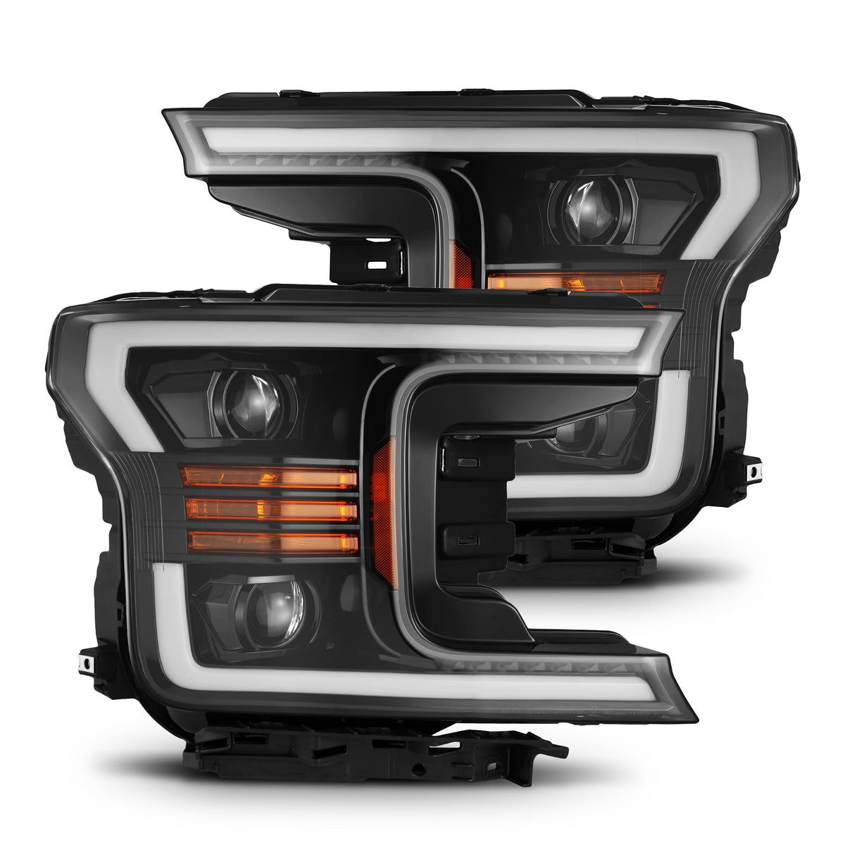 18-20 Ford F150 LUXX-Series LED Projector Headlights Jet Black - view 1