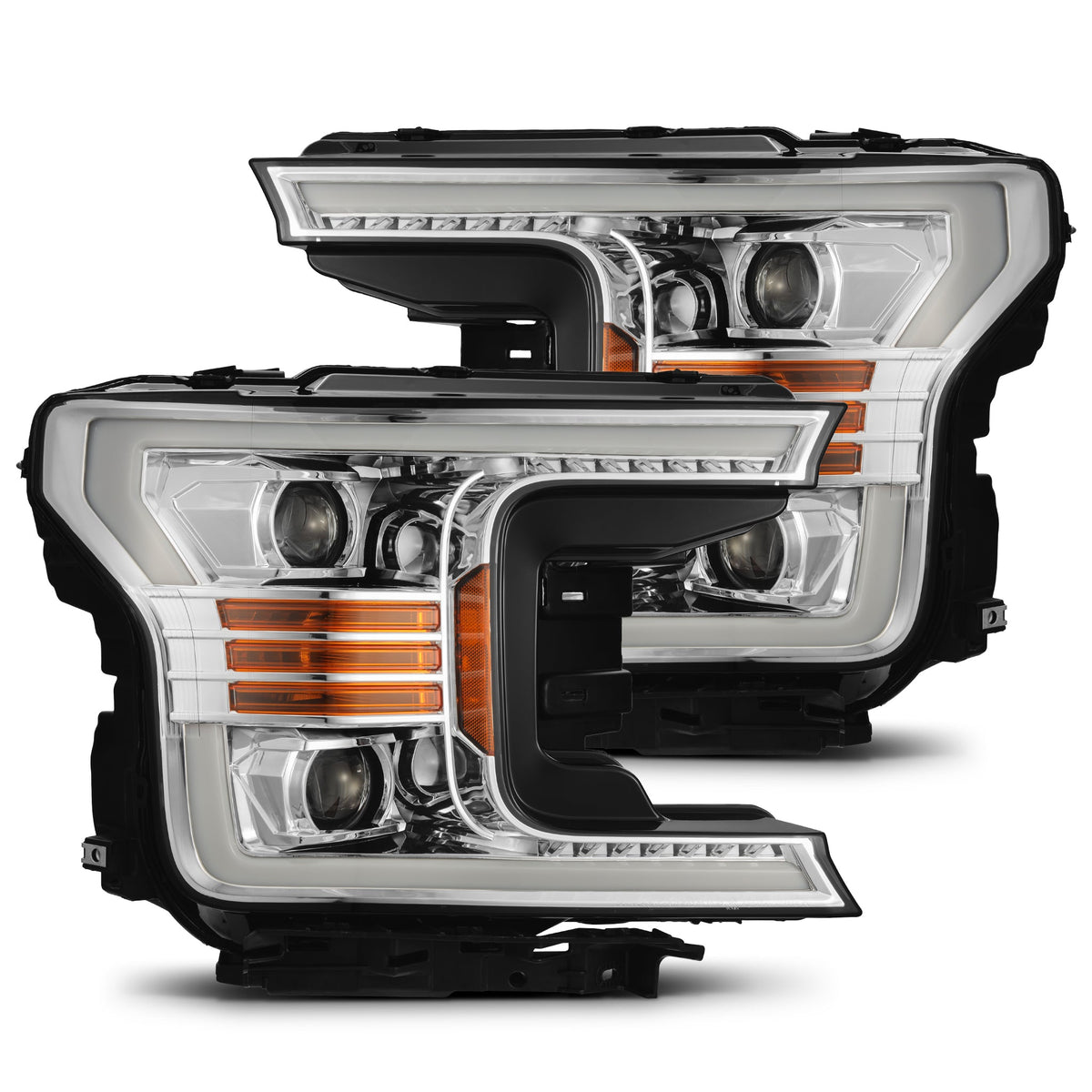 18-20 Ford F150 PRO-Series Halogen Projector Headlights Chrome - view 1