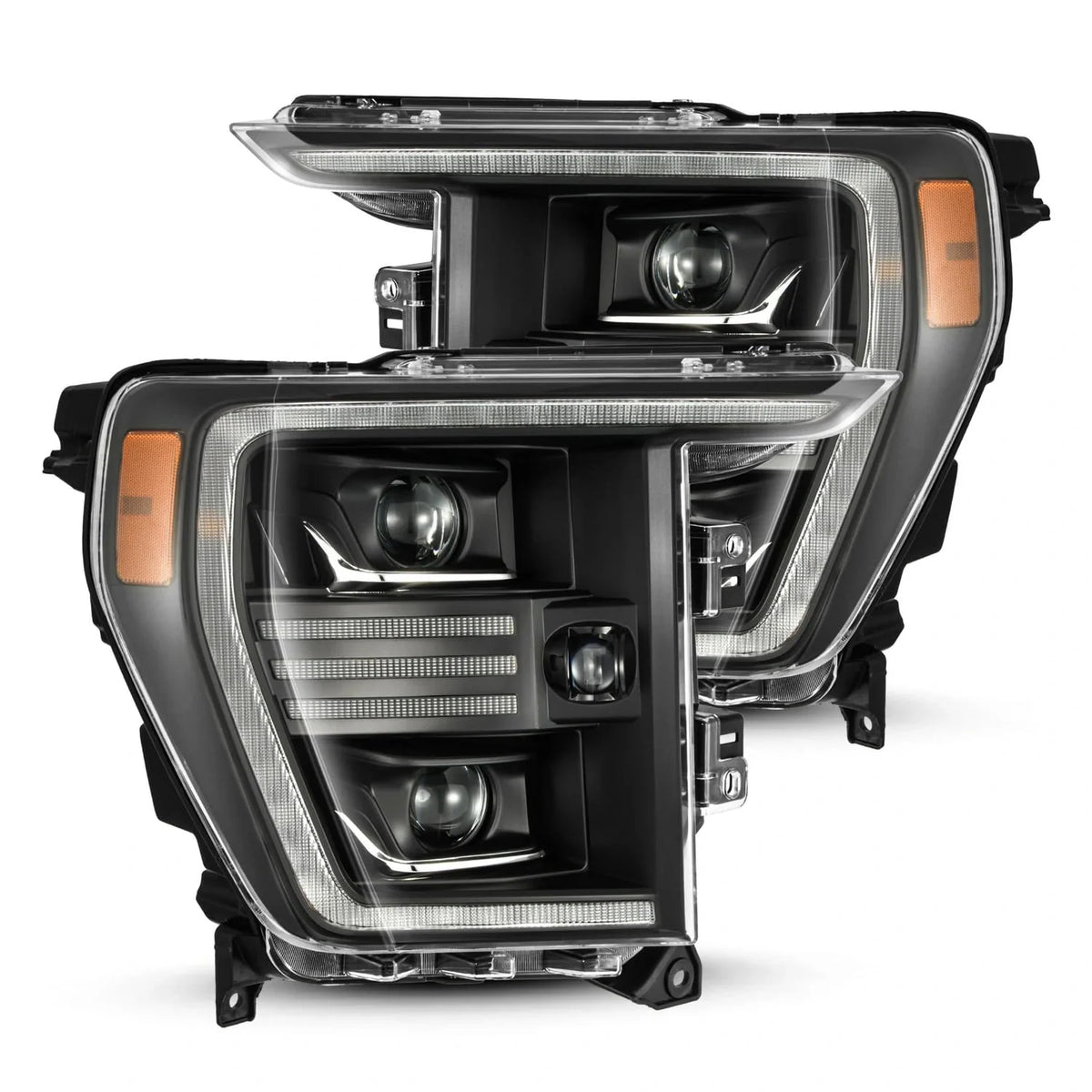 21-23 Ford F150 PRO-Series Halogen Projector Headlights Black - view 1