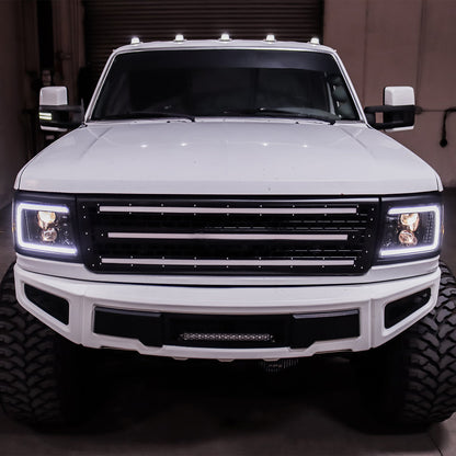 92-96 Ford F-Series/Bronco LUXX-Series LED Projector Headlights Alpha-Black - view 3
