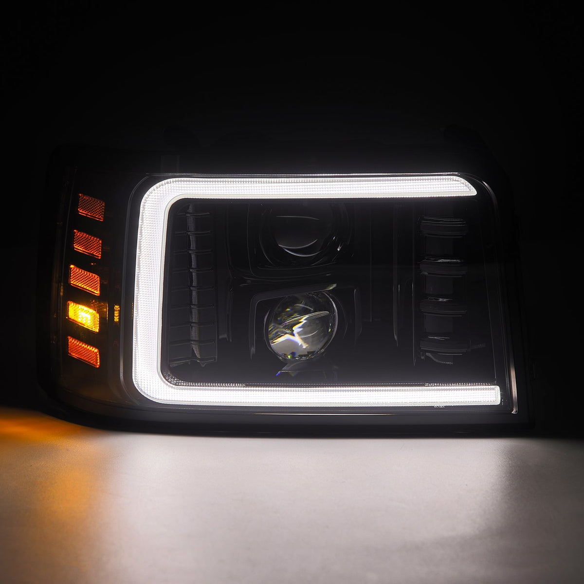 92-96 Ford F-Series/Bronco LUXX-Series LED Projector Headlights Alpha-Black - view 11