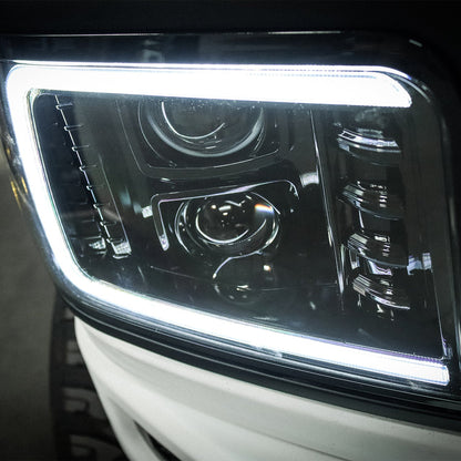 92-96 Ford F-Series/Bronco LUXX-Series LED Projector Headlights Black - view 9