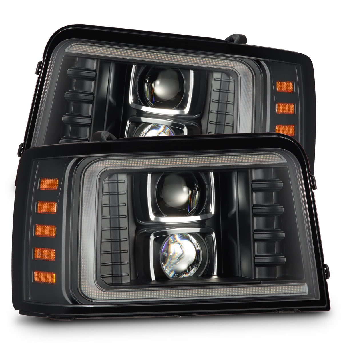 92-96 Ford F-Series/Bronco LUXX-Series LED Projector Headlights Black - view 1
