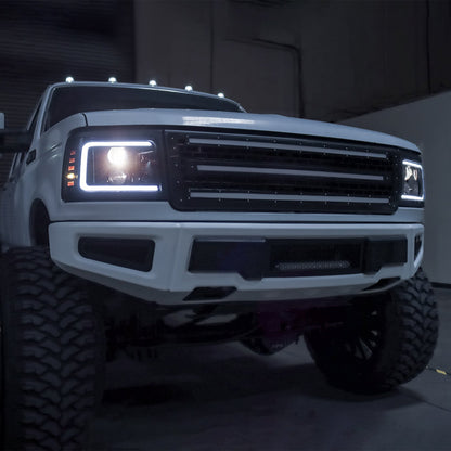 92-96 Ford F-Series/Bronco LUXX-Series LED Projector Headlights Black - view 5