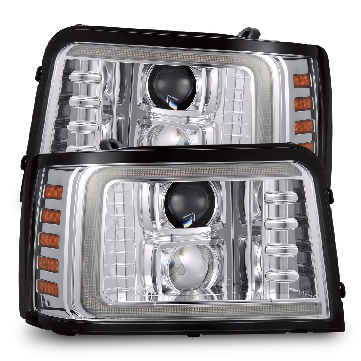 92-96 Ford F-Series/Bronco LUXX-Series LED Projector Headlights Chrome - view 1