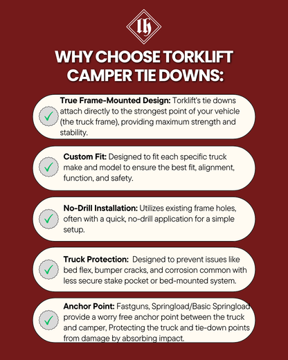 TORKLIFT C2205 FRONT CAMPER TIE DOWNS - 01-10 CHEV/GMC 1500/2500 ALL CABS 6.5" BED