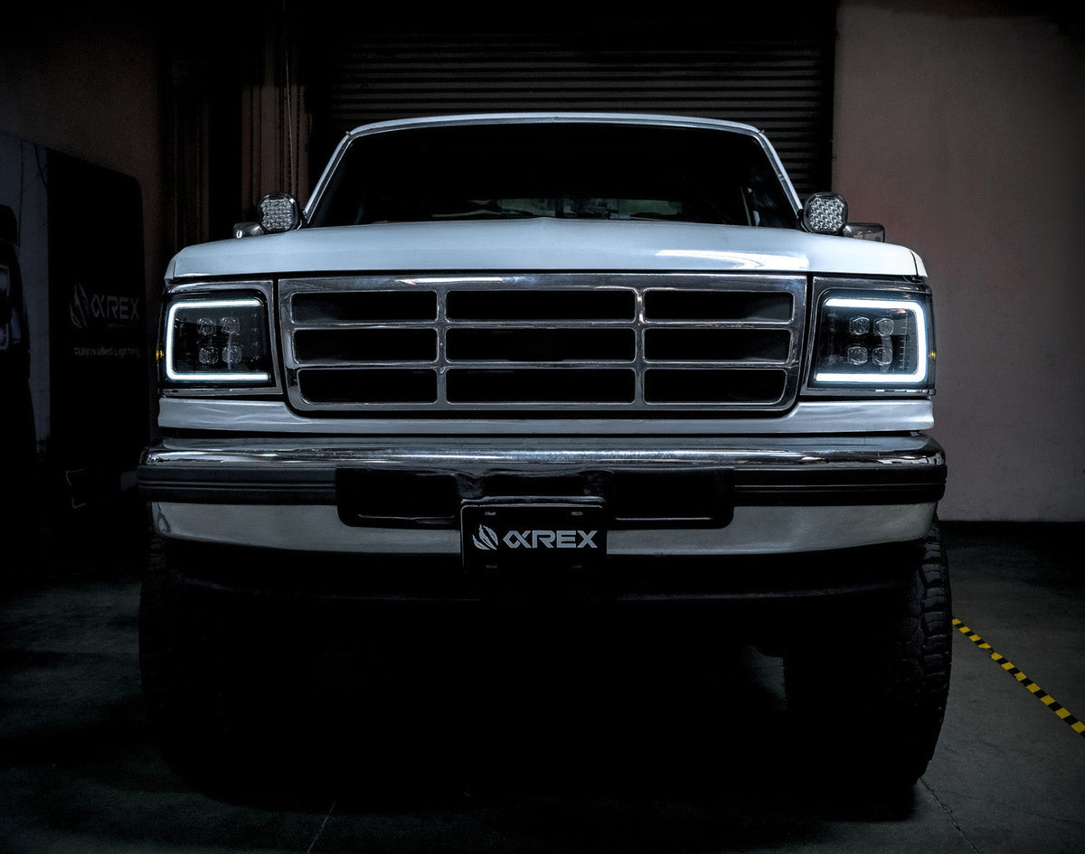 92-96 Ford F-Series/Bronco NOVA-Series LED Projector Headlights Black - view 2