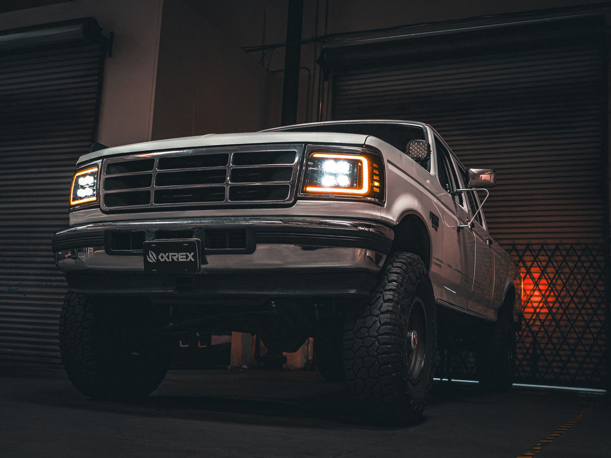 92-96 Ford F-Series/Bronco NOVA-Series LED Projector Headlights Black - view 6