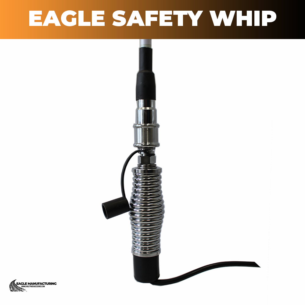 8 ft Safety Whip – White Fiberglass (Quick-Disconnect / Amber LED)
