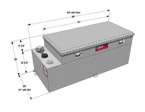 RDS 50 GAL. TRANSFER TANK/TOOLBOX COMBO  - ALUMINUM SILVER - COMPLETE PACKAGE W/ 15GPM PUMP & ARCTIC HOSE