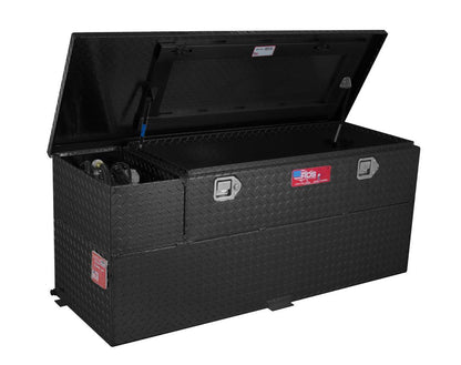 RDS #74724PC - 50 GAL. TRANSFER TANK/TOOLBOX COMBO W/ BUILT IN 8GPM PUMP - ALUMINUM - BLACK POWDER COAT