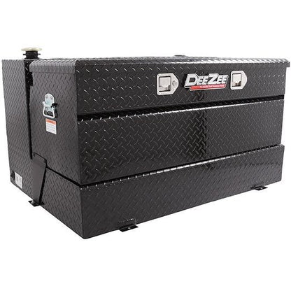 DEEZEE 92 GAL. TRANSFER TANK/TOOLBOX COMBO - ALUMINUM BLACK - COMPLETE PACKAGE W/ 15GPM PUMP & ARCTIC HOSE