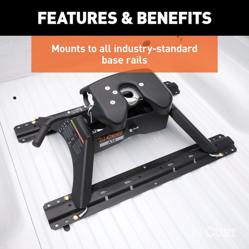CURT #16120 A16 FIFTH WHEEL HITCH FOR INDUSTRY STANDARD RAILS