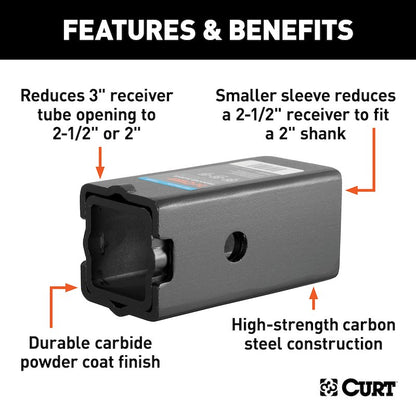 CURT #45408 - REDUCER SLEEVE SET (3" TO 2-1/2" TO 2" SHANKS, 2 PIECES)