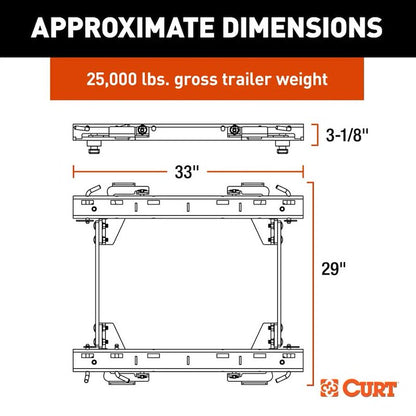 CURT 16050 OEM PUCK SYSTEM 5TH WHEEL RAILS ; 16-19 GM HD WITH 5TH WHEEL PREP PACKAGE
