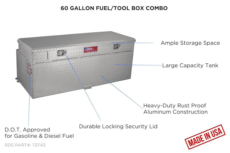 RDS 60 GAL TRANSFER TANK/TOOLBOX COMBO Aluminum Silver