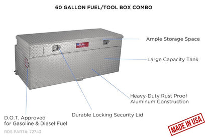 RDS 60 GAL TRANSFER TANK/TOOLBOX COMBO Aluminum Silver