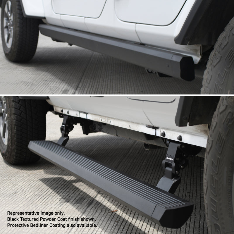 Go Rhino E1 Electric Running Board Kit - 2 Brackets/Side - 07-18 Jeep Wrangler - Protective Bedliner