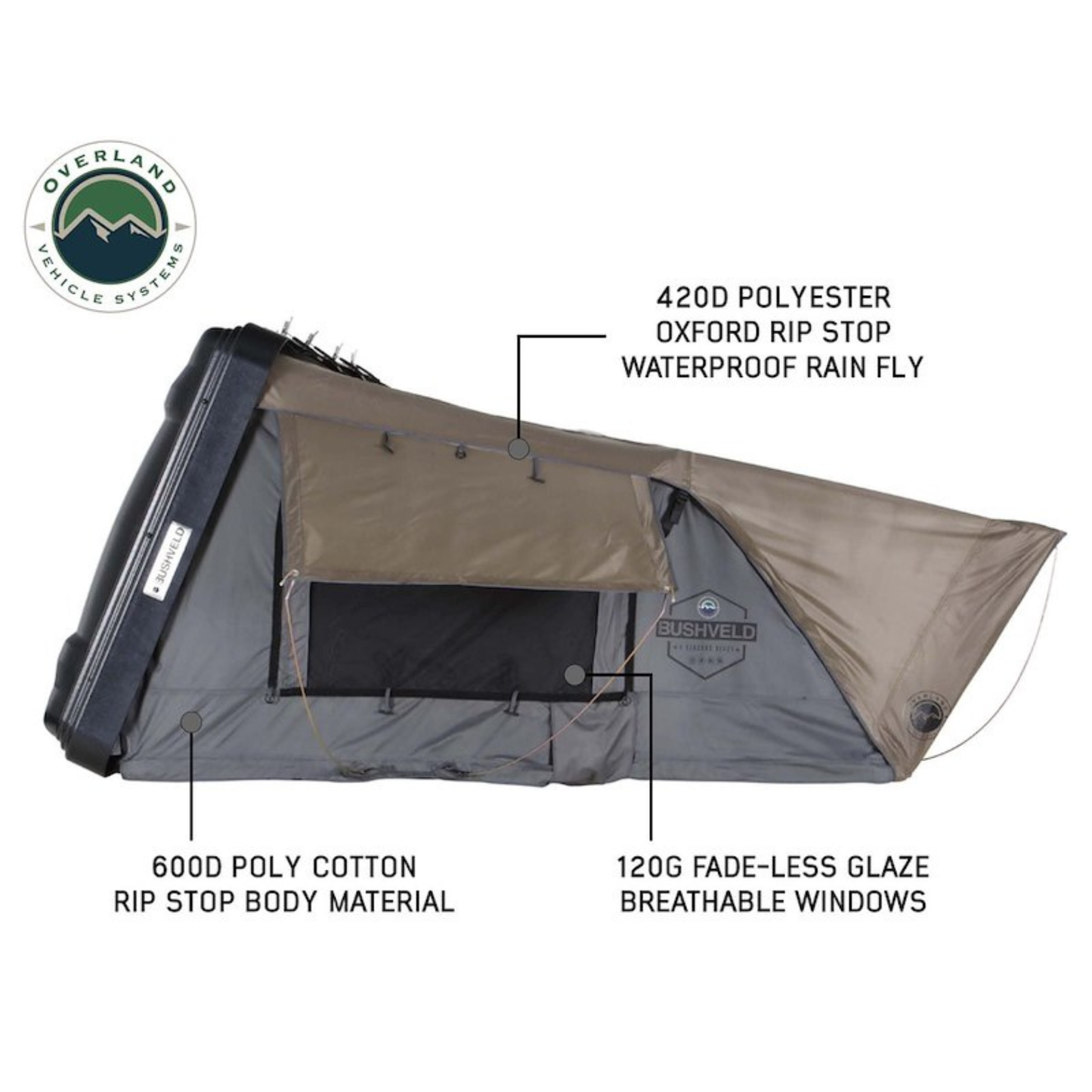 OVS BUSHVELD Hard Shell Roof Top Tent - 2 Person