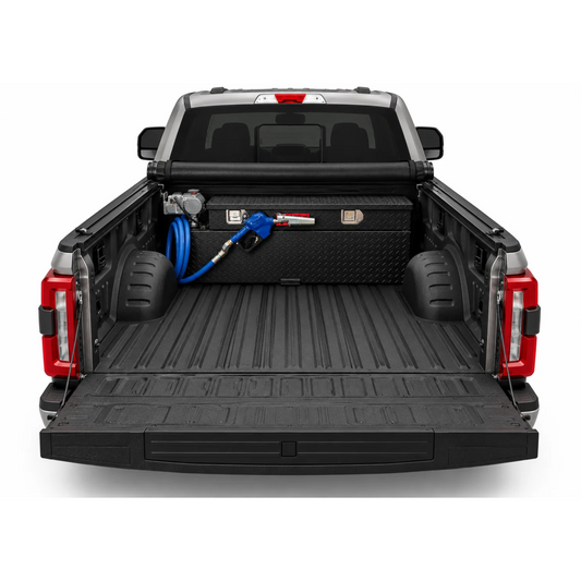 RDS 50 GAL TRANSFER TANK/TOOLBOX COMBO Aluminum Powder Coat Black Complete Package w/ 15GPM Pump & Arctic Hose