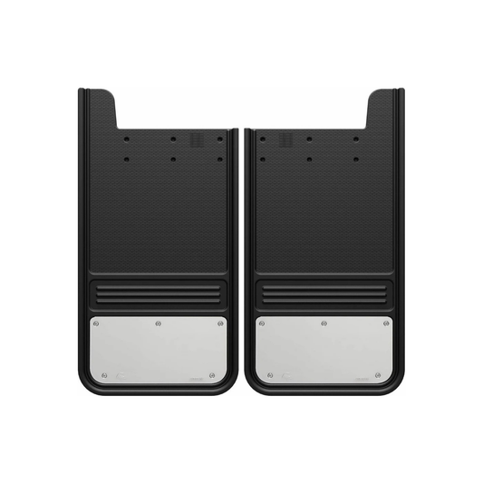 12" X 23" RUBBER & STAINLESS STEEL MUD FLAPS - REAR - PAIR