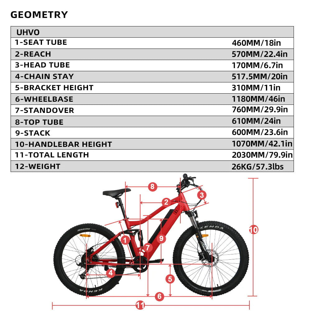 EUNORAU UVHO Full Suspension E-Mountain Bike *ONLINE ONLY*