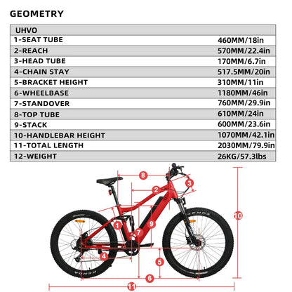 EUNORAU UVHO Full Suspension E-Mountain Bike *ONLINE ONLY*