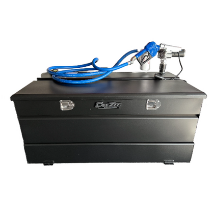 DEEZEE 111 GAL. TRANSFER TANK/TOOLBOX COMBO - STEEL BLACK - COMPLETE PACKAGE W/ 15GPM PUMP & ARCTIC HOSE