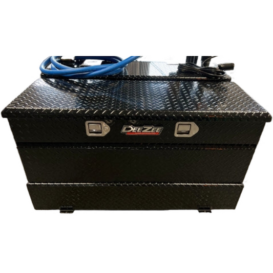 DEEZEE 92 GAL. TANK/TOOLBOX COMBO - ALUMINUM BLACK - COMPLETE PACKAGE W/ 15GPM PUMP & ARCTIC HOSE