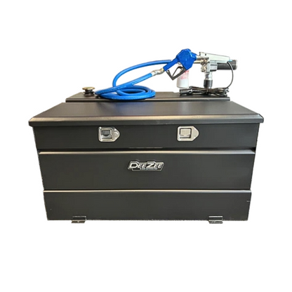 DEEZEE 92 GAL. TRANSFER TANK/TOOLBOX COMBO - STEEL BLACK - COMPLETE PACKAGE W/ 15GPM PUMP & ARCTIC HOSE
