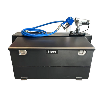 UWS 100 GAL. TRANSFER TANK/TOOLBOX COMBO - STEEL BLACK - COMPLETE PACKAGE W/ 15GPM PUMP & ARCTIC HOSE