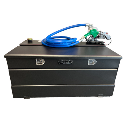 DEEZEE 111 GAL. TRANSFER TANK/TOOLBOX COMBO - STEEL BLACK - COMPLETE PACKAGE W/ 20GPM PUMP & ARCTIC HOSE