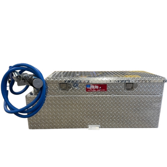 RDS 50 GAL. TANK/TOOLBOX COMBO  - ALUMINUM SILVER - COMPLETE PACKAGE W/ 15GPM PUMP & ARCTIC HOSE