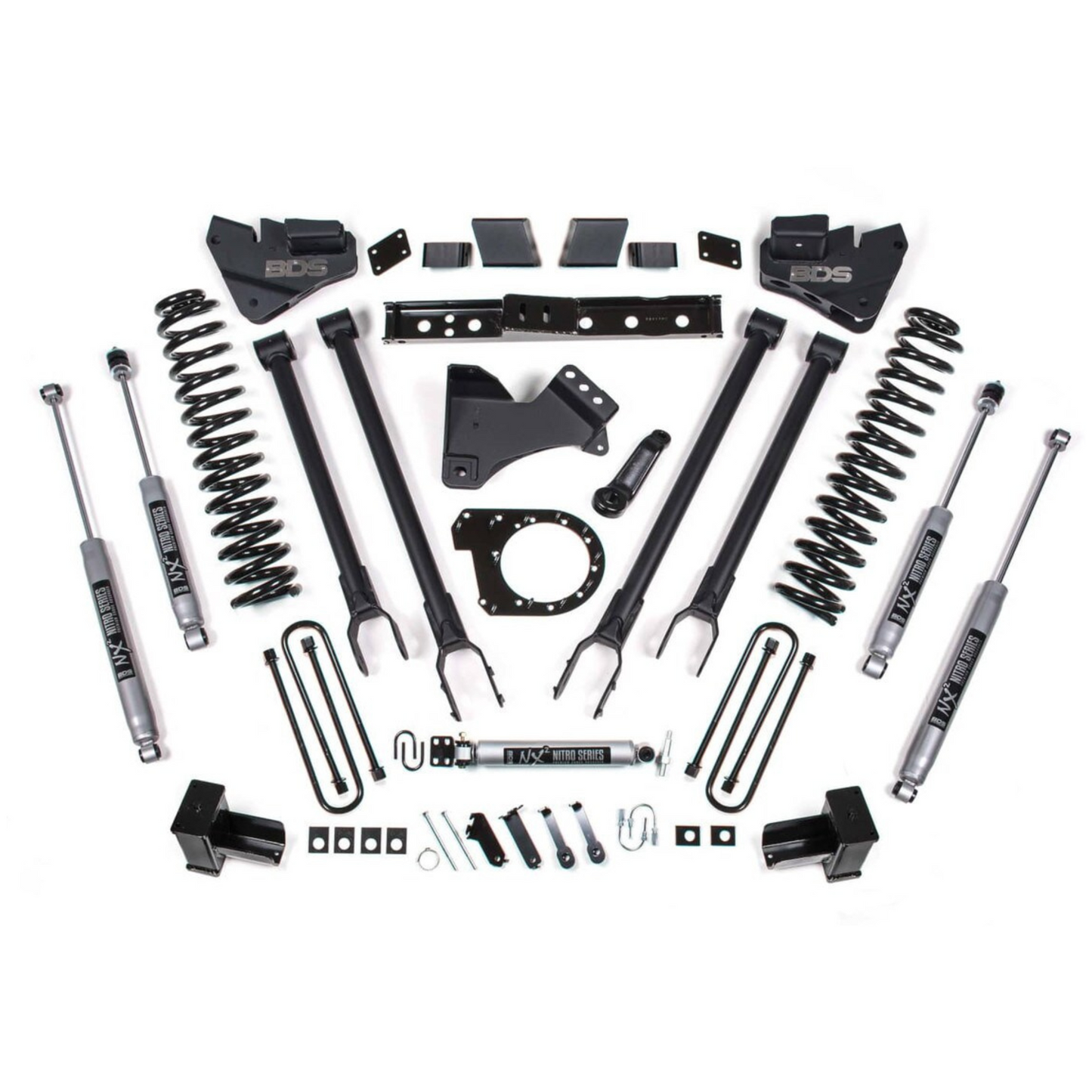 BDS 6" 4-LINK LIFT KIT WITH NX2 NITRO SHOCKS ; 20-25 FORD F-350 DIESEL DUALLY