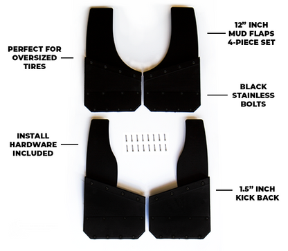 12" Kickback Mud Flaps - Set of 4